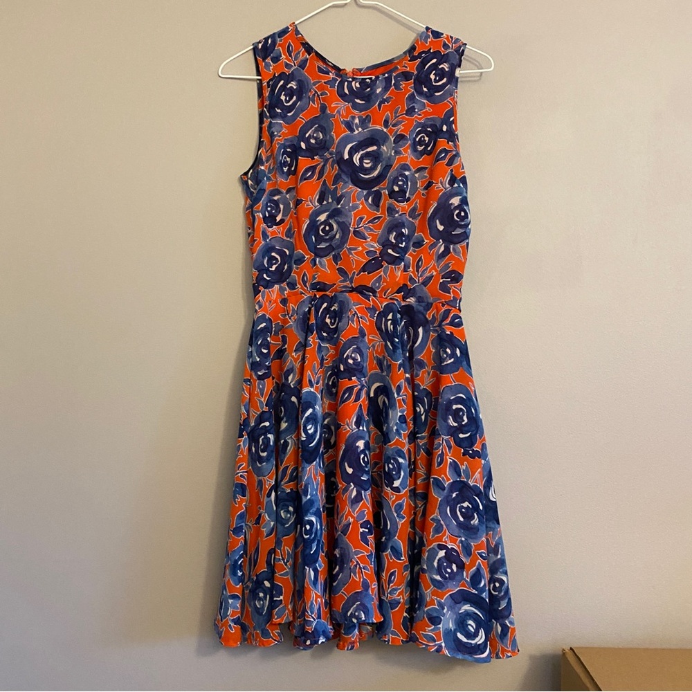 Maison Jules Orange and Blue Rose Dress - small